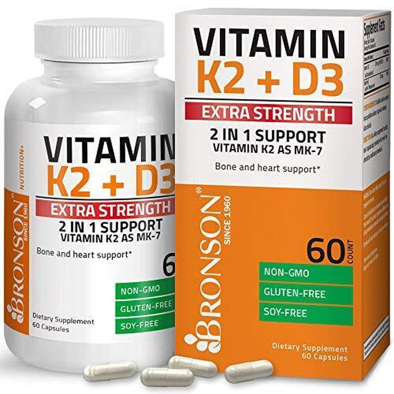 Vitamina K2 (MK7) Con Suplemento D3 Para La Salud Ósea 10 000 UI 60 Cápsulas